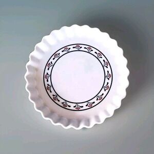 Vintage Copco Quiche Pie Dish Fluted, Country Fine Porcelain 1982  10" pan Japan